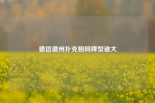 德信德州扑克相同牌型谁大