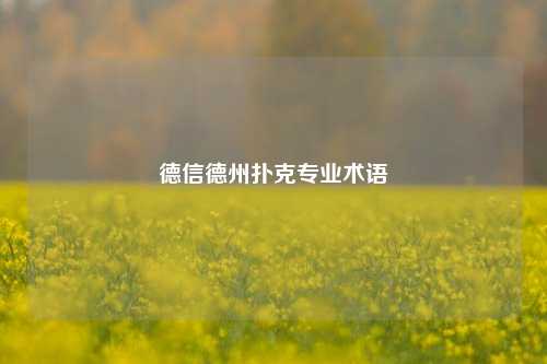 德信德州扑克专业术语